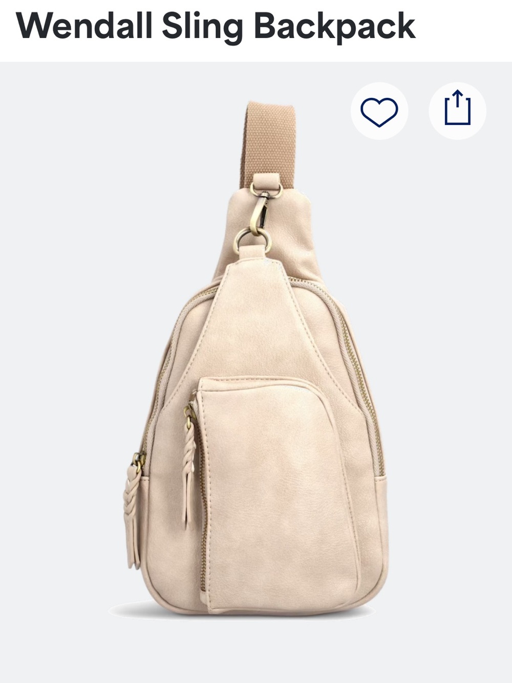 Urban Expressions Cream Leather Crossbody Sling Bag - Cream